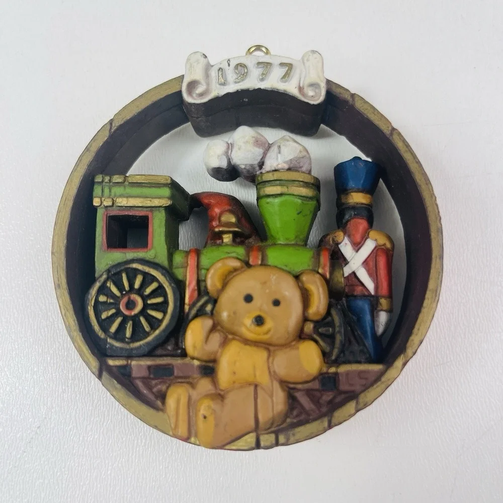 VTG Hallmark Ornament Nostalgia Toys Train Soldier Christmas 1977